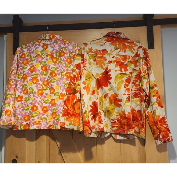 2~ Women's L Drapers & Damons Button Jackets Colorful Floral Stretch - Picture 2 of 11